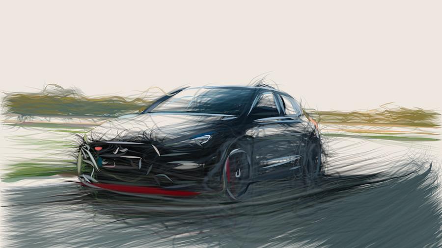 Hyundai i30 Fastback N Drawing Digital Art by CarsToon Concept - Pixels
