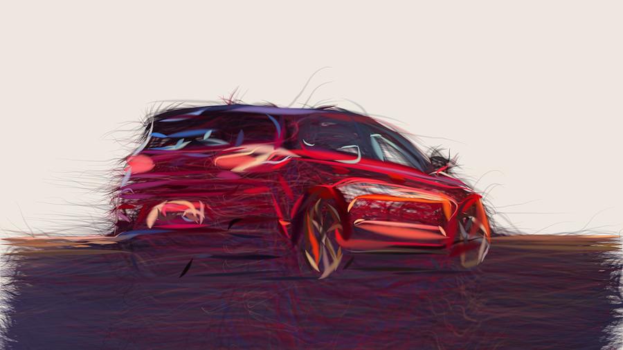 Hyundai i30 N1 Drawing Digital Art by CarsToon Concept