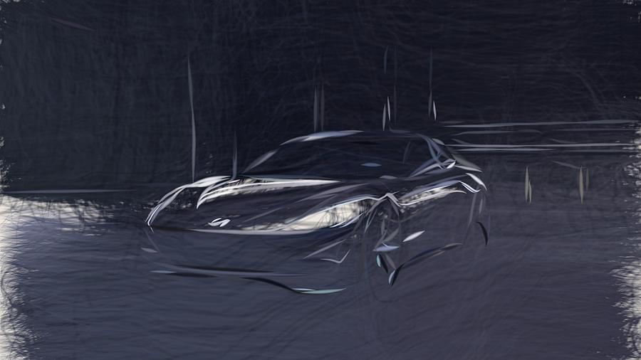 Hyundai Le Fil Rouge Drawing Digital Art by CarsToon Concept