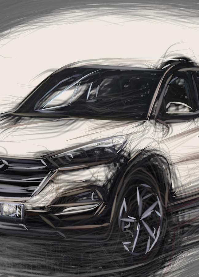 Hyundai Tucson 0 Drawing Digital Art by CarsToon Concept