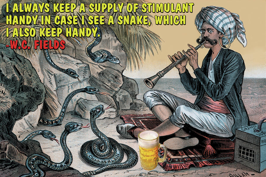 I always keep a supply of stimulant handy in case there is a snake which I also keep hands Painting by Wilbur Pierce