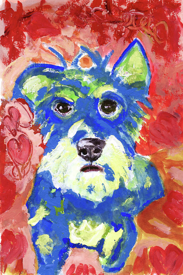 I Heart a Blue Dog Painting by Susan Stone