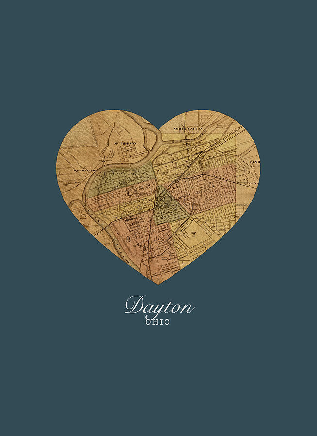 Heart Mixed Media - I Heart Dayton Ohio Street Map Love Series No 144 by Design Turnpike