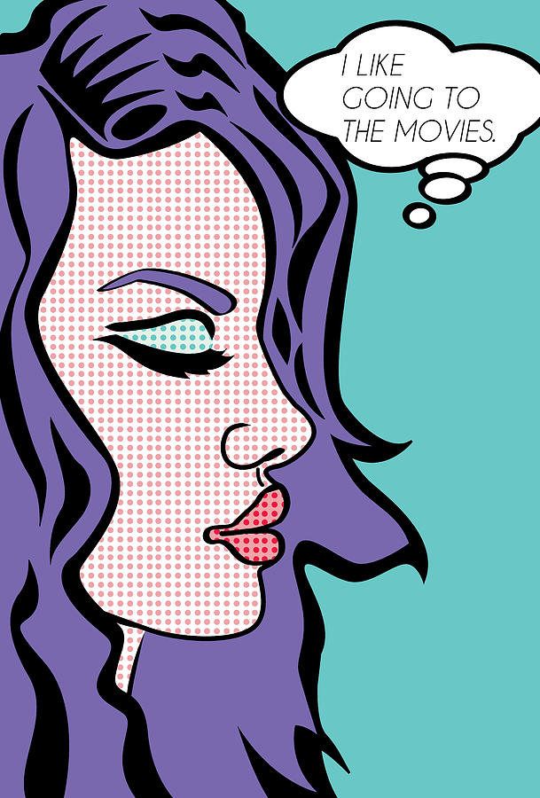 Illustration Digital Art - I Like Going to the Movies by Erika Hager Illustration Digital Art - I Like Going to the Movies by Erika Hager