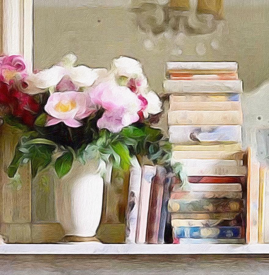 I Love Books And  Flowers Abstract Photograph