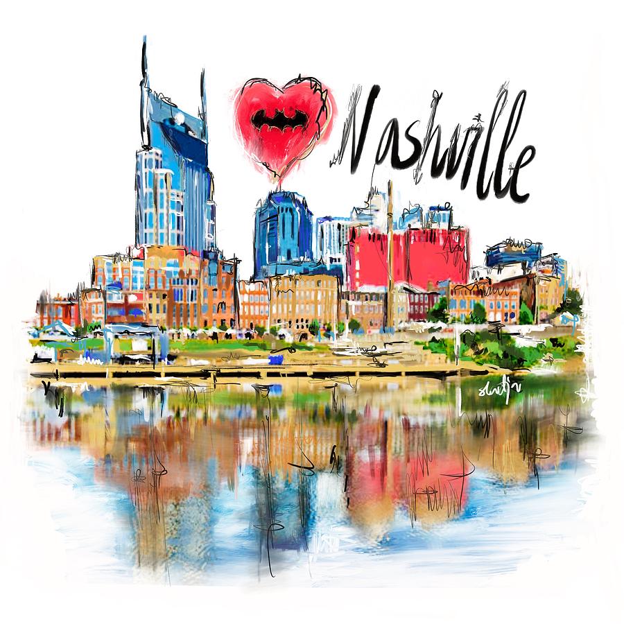 I love Nashville Digital Art by Sladjana Lazarevic