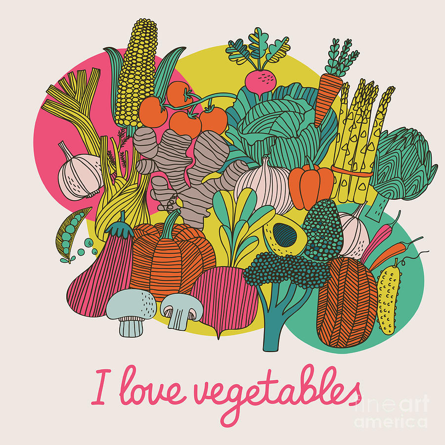 Chili Digital Art - I Love Vegetables - Concept Vector by Smilewithjul