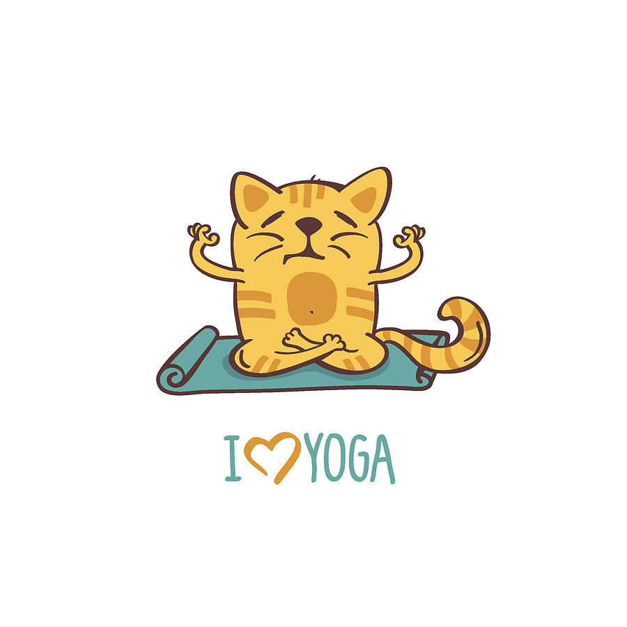 I love yoga meditation cat Digital Art by Asian Girl Stuff - Fine Art ...