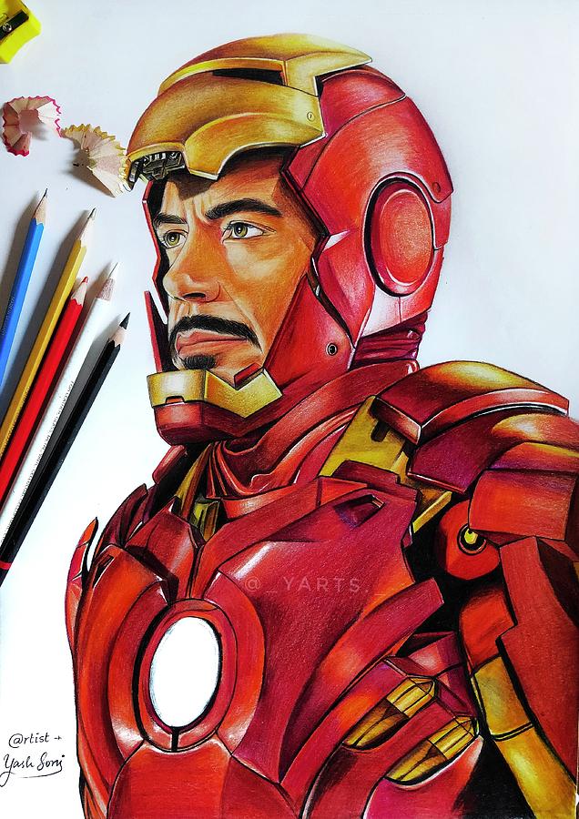 ArtStation - Iron Man Pencil Drawing / Karakalem-saigonsouth.com.vn