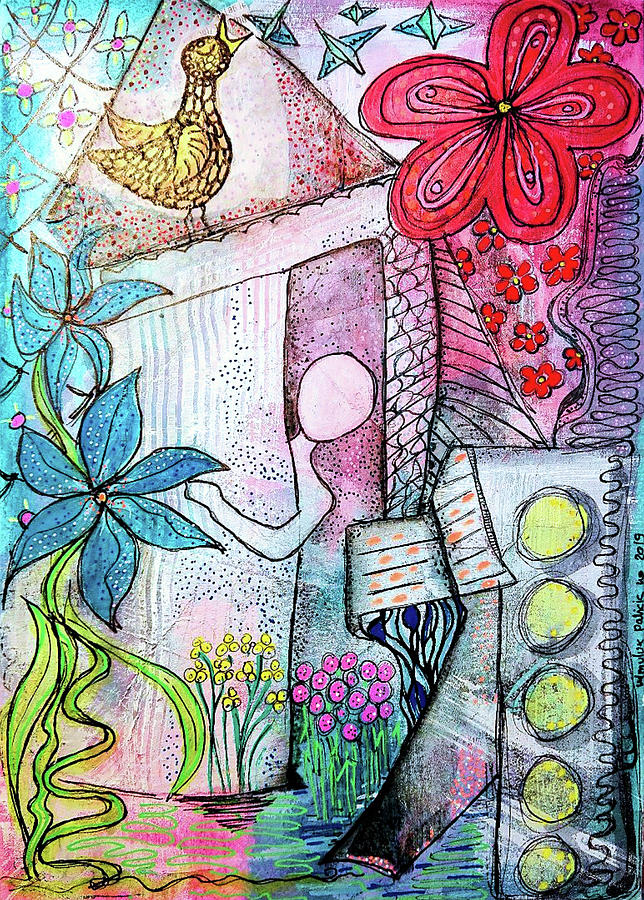 Spring Mixed Media - I Opened the Curtain and there was Spring  by Mimulux Patricia No