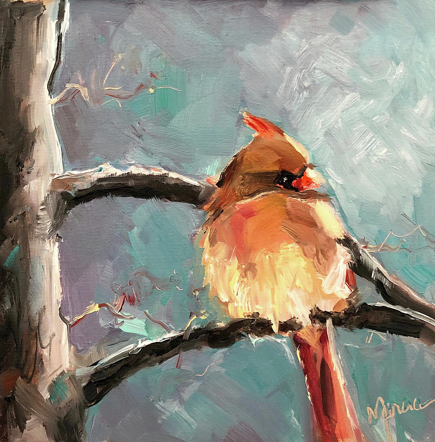 Cardinal Painting - I Really Cant Stay by Marcia Hodges