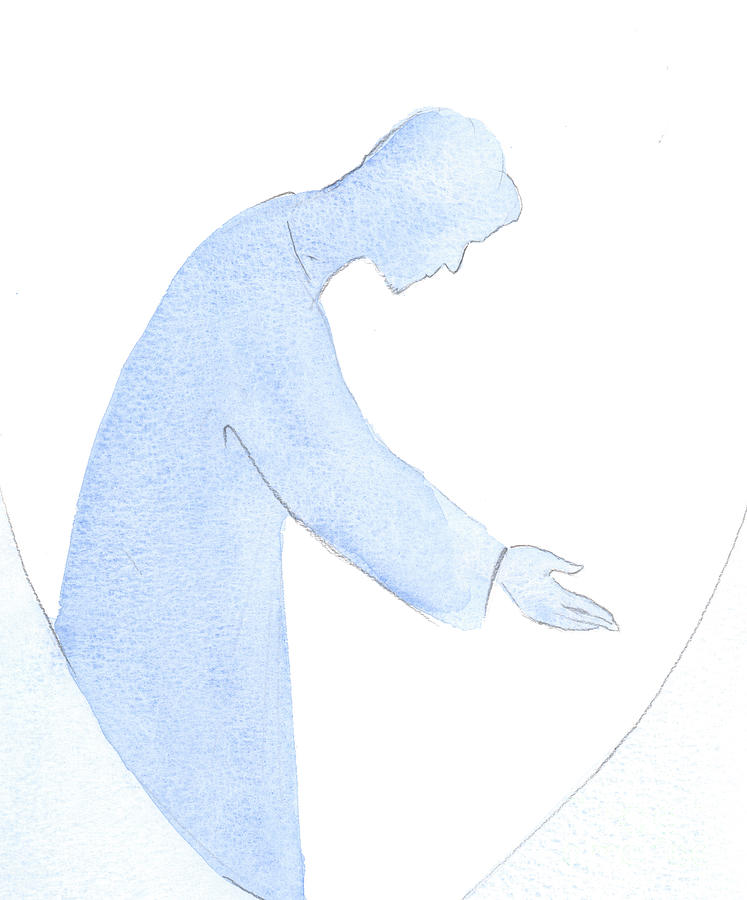 I Saw Jesus Reaching Out To Others, Teaching Me To Imitate His Greeting Of Others, His Teaching Painting by Elizabeth Wang