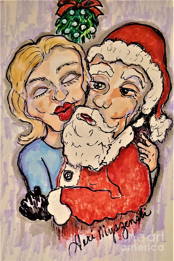 I Saw Mommy Kissing Santa Claus Under The Mistletoe Mixed Media By
