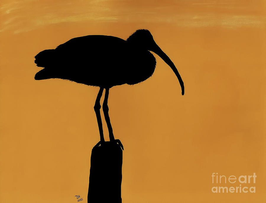 Ibis - Silhouette Drawing by D Hackett