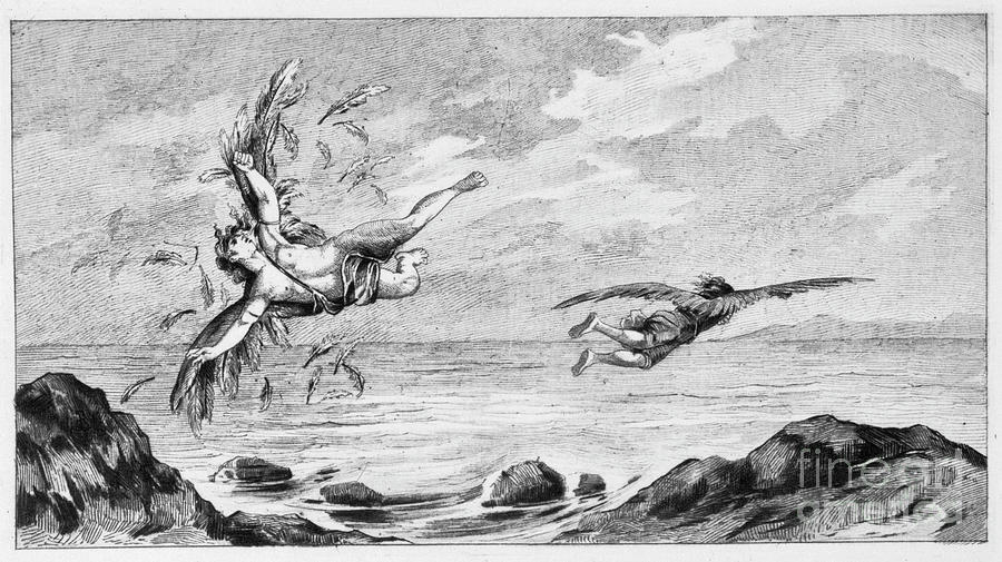 Icarus And Daedalus, 1887. Artist Drawing by Print Collector