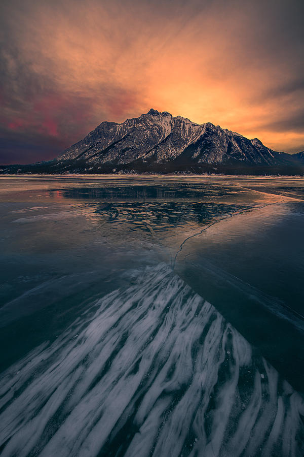 Winter Photograph - Ice Bars In Lake Abraham by Leah Xu
