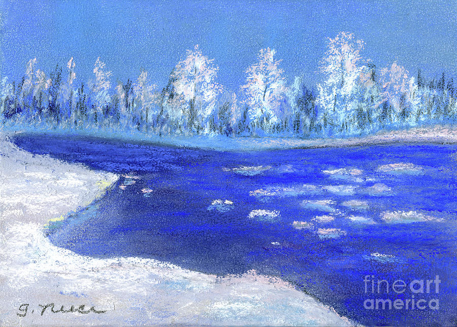 Ice Break Up Painting by Ginny Neece