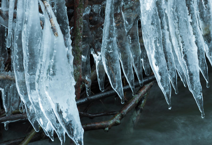 Abstract Photograph - Ice Cicles Over Beaver Dam by Anthony Paladino