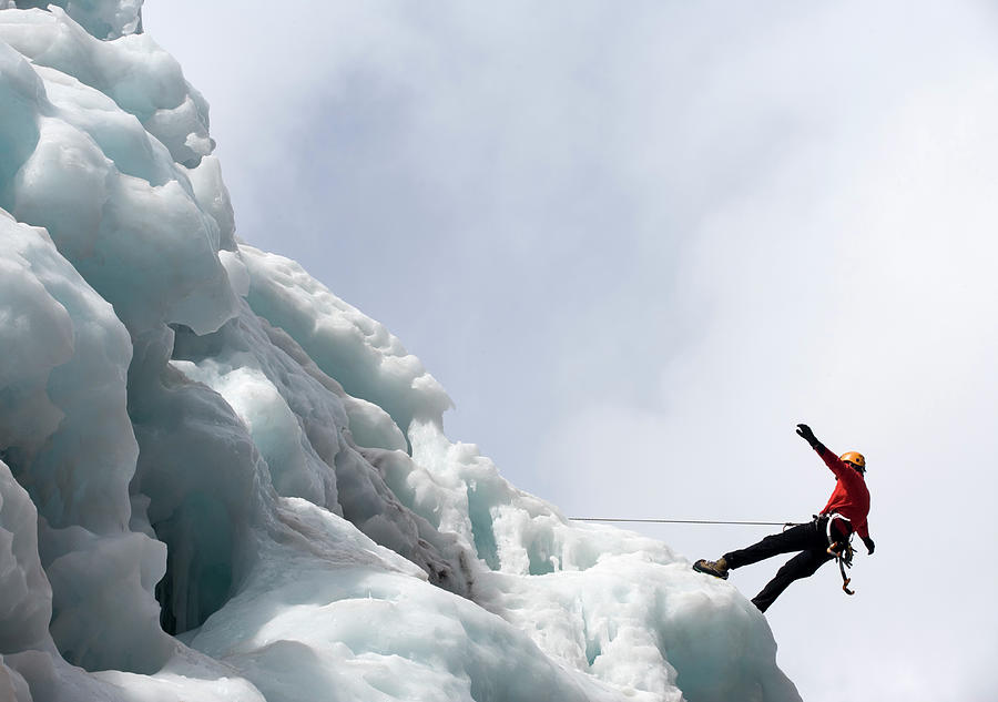 Ice Climber Hanging From Rope, Arms Photograph by Jonathan Kirn