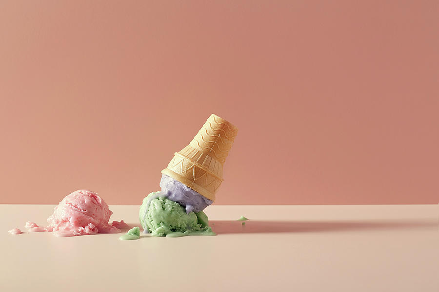 Ice Cream And Wafer Cup Cone Melted On Table Photograph by Tan Yong Khin