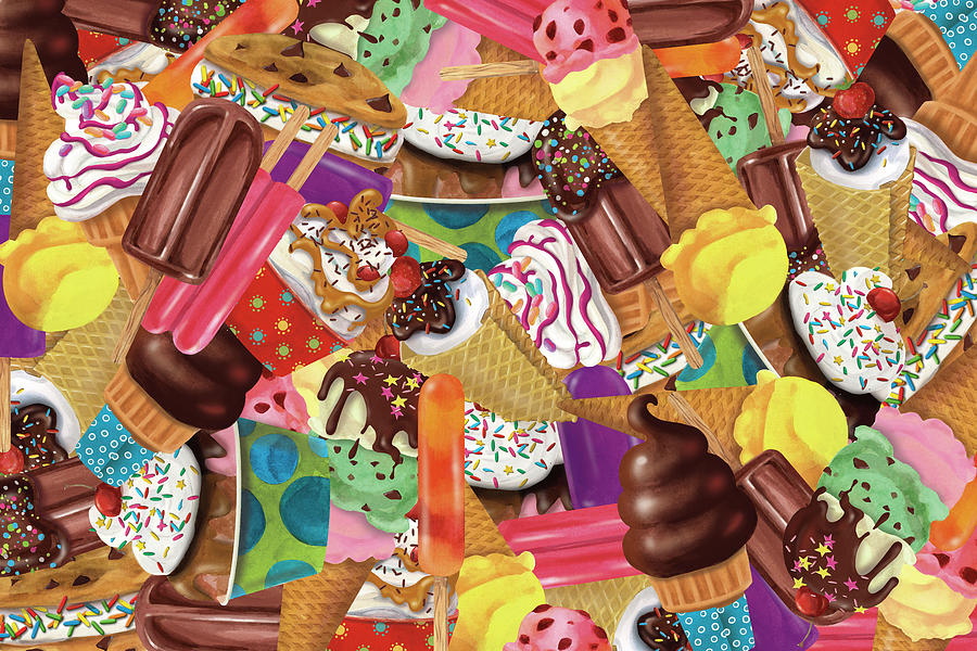 Ice Cream Collage Mixed Media by Fiona Stokes-gilbert-ali