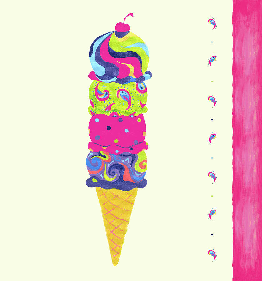 Ice Cream Cone Painting by Green Girl Canvas