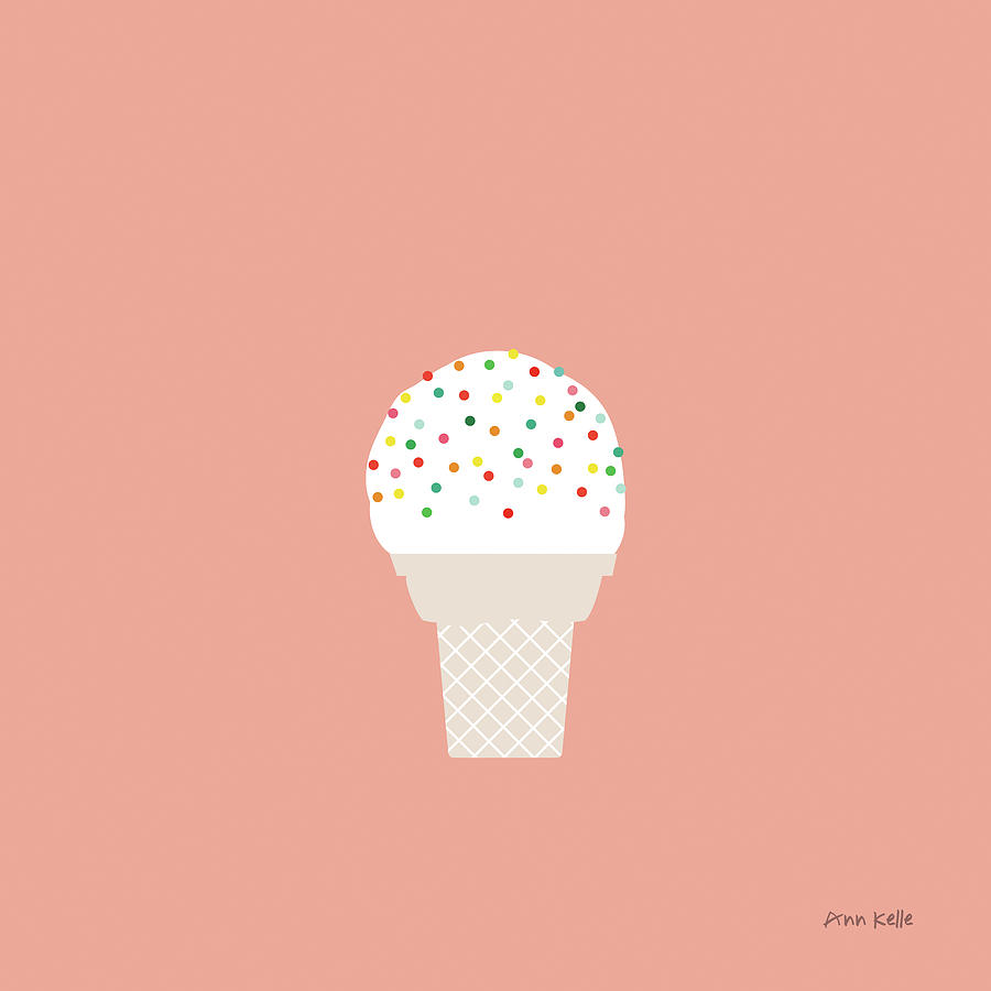 Ice Cream Drawing - Ice Cream Cone I by Ann Kelle