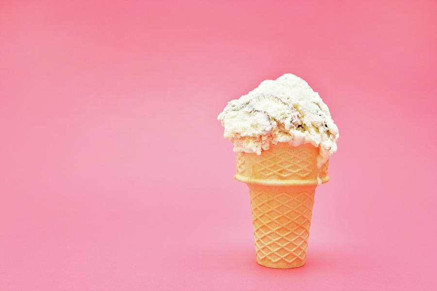 Ice Cream Cone On Pink Background Photograph by Kevinruss