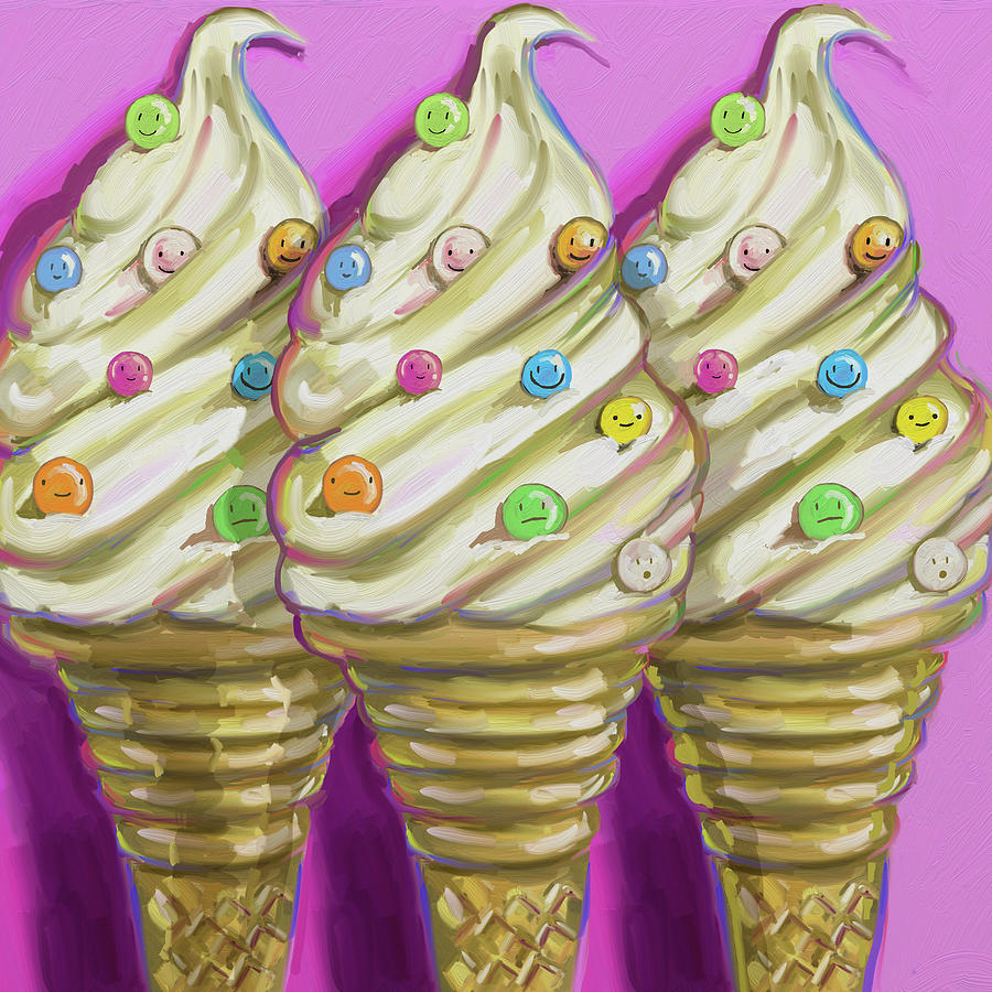 Ice Cream Digital Art - Ice-cream-faces by Howie Green