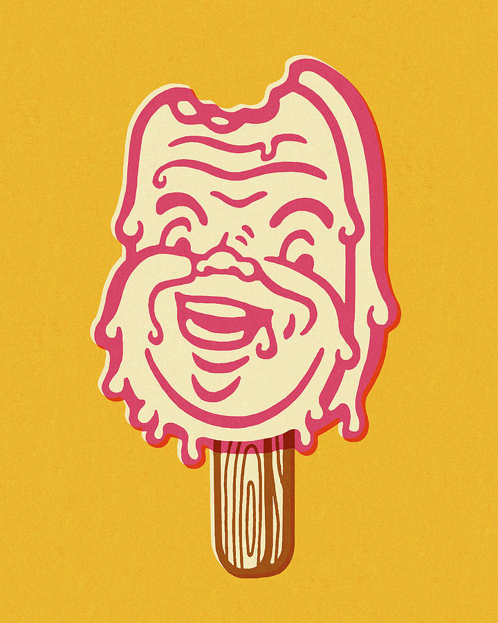 Ice Cream Drawing - Ice Cream Man on Stick With Bite Missing by CSA Images
