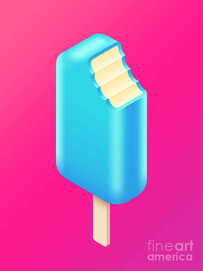 Ice Cream Stick Isometric Orange Crush Digital Art By Organic