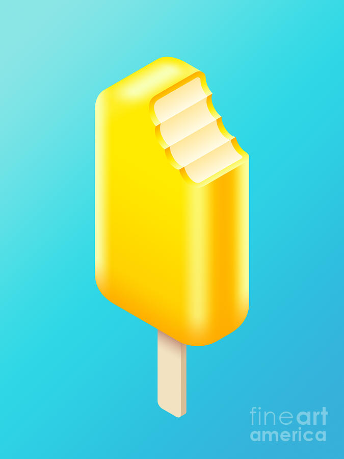 Ice Cream Digital Art - Ice Cream Stick Isometric - Lemon Sorbet by Organic Synthesis