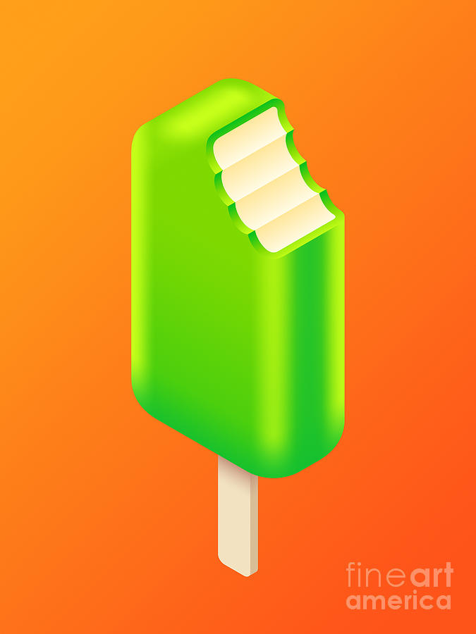 Ice Cream Digital Art - Ice Cream Stick Isometric - Lime Tang by Organic Synthesis