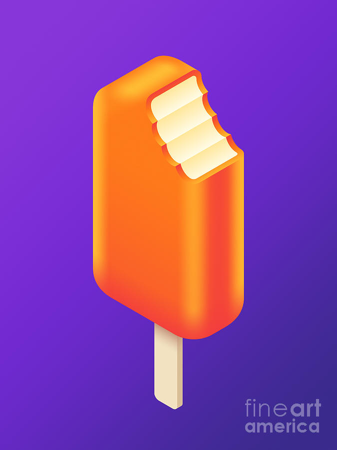 Ice Cream Digital Art - Ice Cream Stick Isometric - Orange Crush by Organic Synthesis