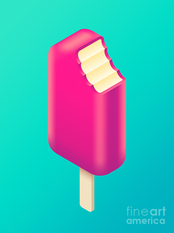Ice Cream Digital Art - Ice Cream Stick Isometric - Raspberry Burst by Organic Synthesis