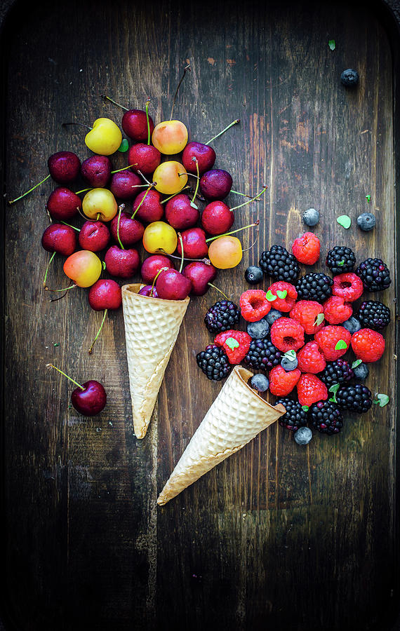 Ice Cream-style Summer Fruit Wafles Photograph by Ghosh