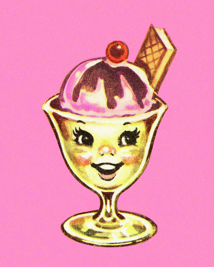 Ice Cream Drawing - Ice Cream Sundae by CSA Images