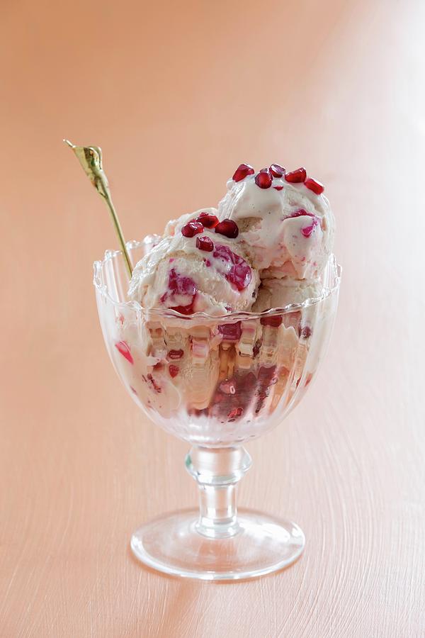 Ice Cream With Pomegranate Seeds, Rose Water And Turkish Delight Photograph by Great Stock!