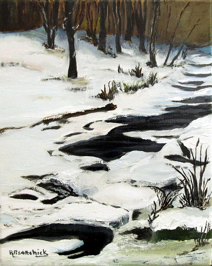 Landscape Painting - Ice Drifts On Medix Run In Winter 2 by Rosita Pisarchick Landscape Painting - Ice Drifts On Medix Run In Winter 2 by Rosita Pisarchick