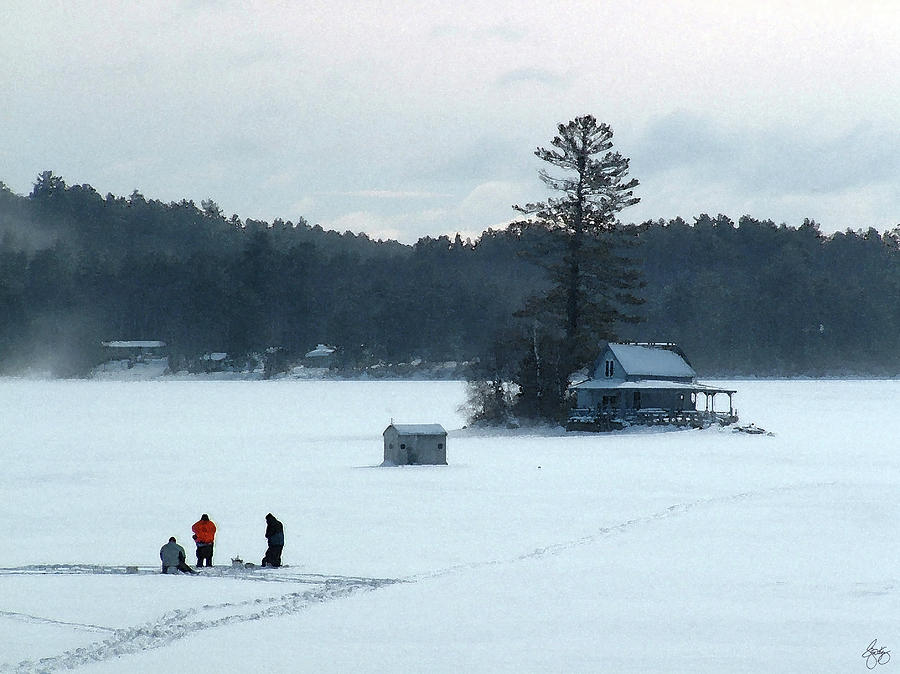 Ice Fishing Hello Bill Island Newfound Lake Photograph by Wayne King ...