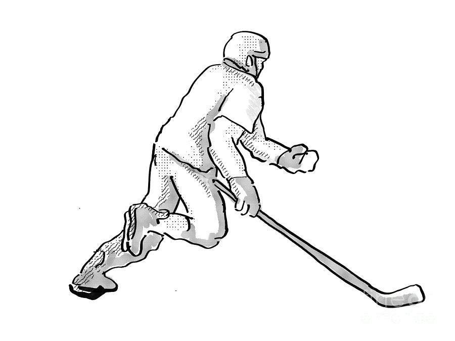 Hockey Digital Art - Ice Hockey Player Cartoon Isolated by Aloysius Patrimonio