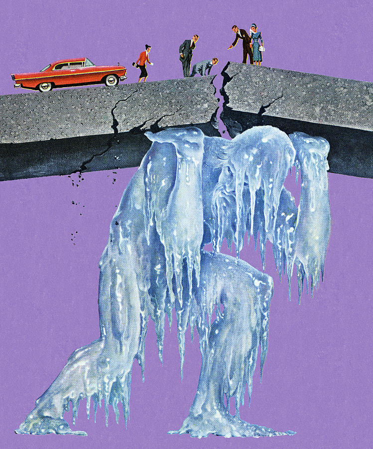 Transportation Drawing - Ice Man Lifting Road by CSA Images