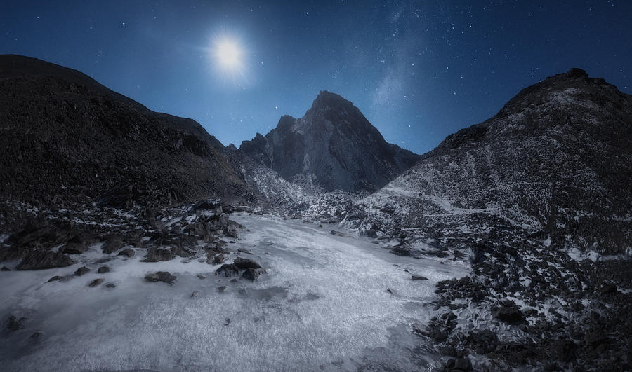 Mountain Photograph - Ice Moon by Carlos F. Turienzo