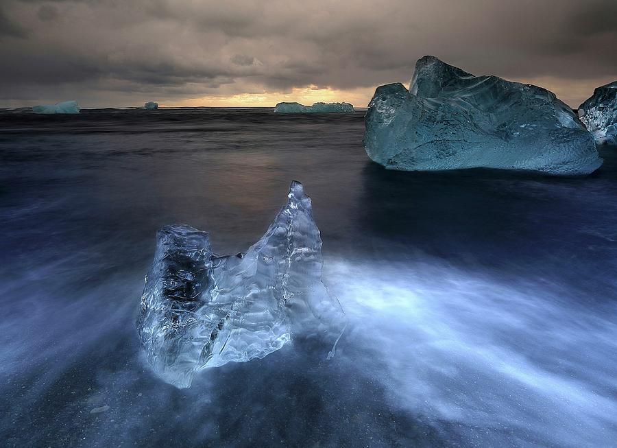 Ice On Beach, Iceland Digital Art by Francesco Russo