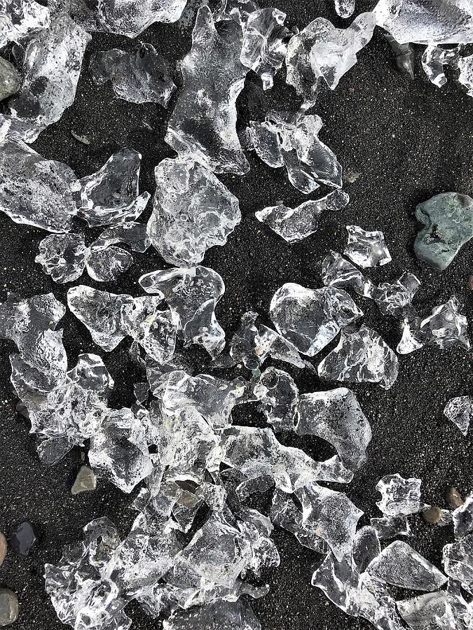 Ice Photograph - Ice Pattern On Black Sand by Norman Burnham Ice Photograph - Ice Pattern On Black Sand by Norman Burnham