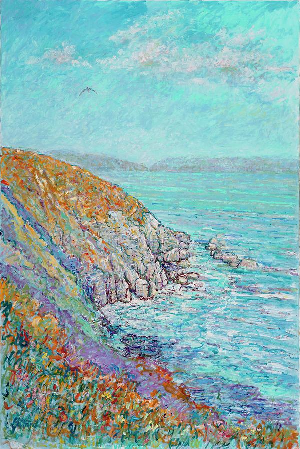 Ice Plant Cliffs Painting by Tom Pittard