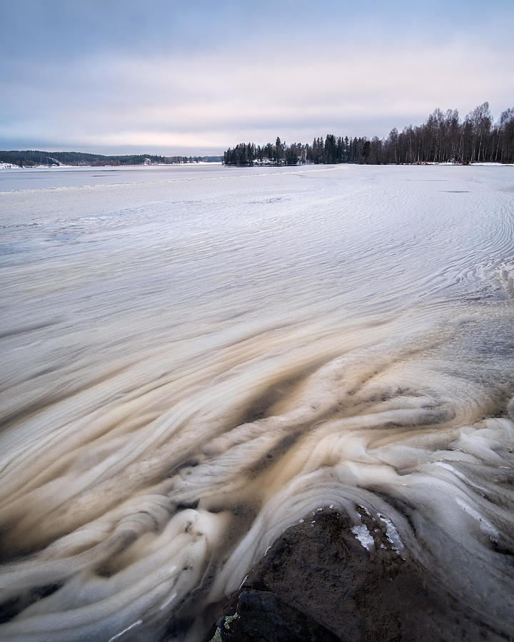 Winter Photograph - Ice Shapes With Melted Lake At Winter by Jani Riekkinen