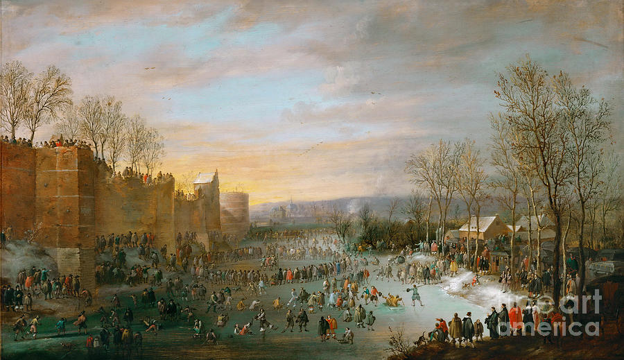 Ice Skating On The Stadtgraben Drawing by Heritage Images