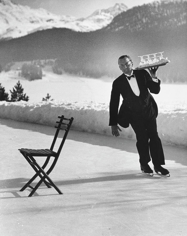 Ice Skating Waiter Photograph by Alfred Eisenstaedt