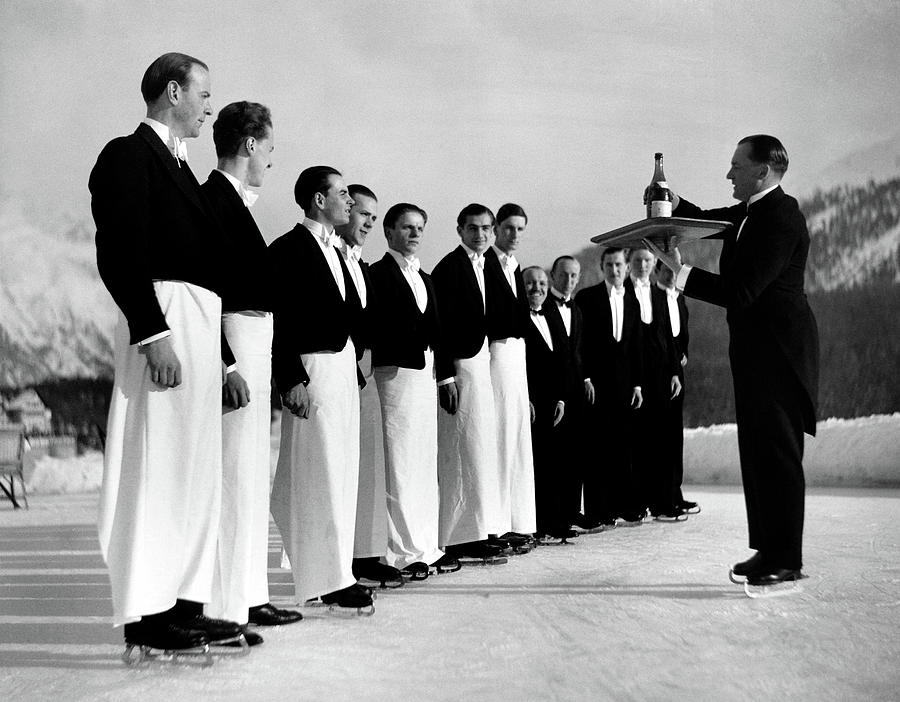 Ice Skating Waiters Photograph by Alfred Eisenstaedt